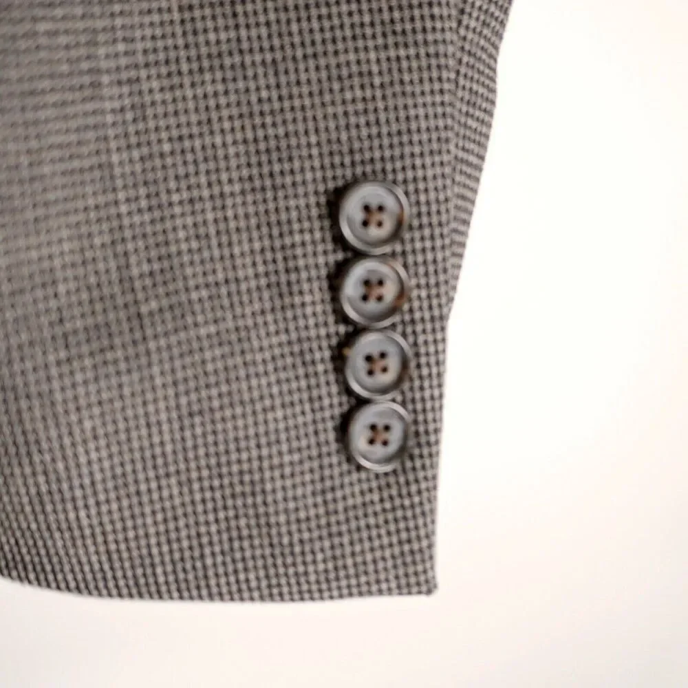 Lauren Ralph Lauren Thick Wool Wool Black Gray Tan Check 2 Button Sport Coat 46L